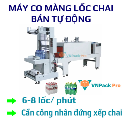 Máy co màng lốc chai bán tự động