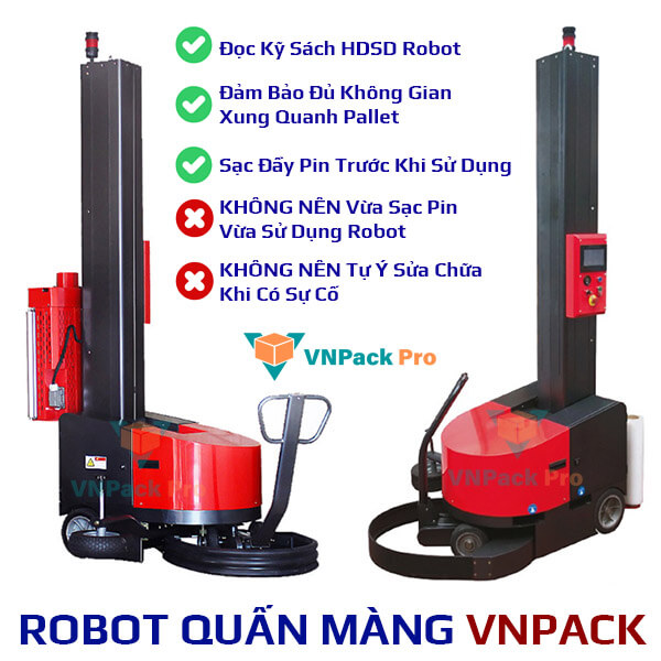 lưu ý khi sử dụng robot quấn màng pallet