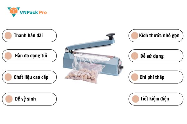 Tính năng máy hàn miệng túi bằng tay PFS400