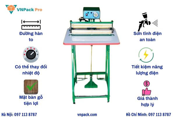Ưu điểm máy hàn miệng túi dập chân M5-300